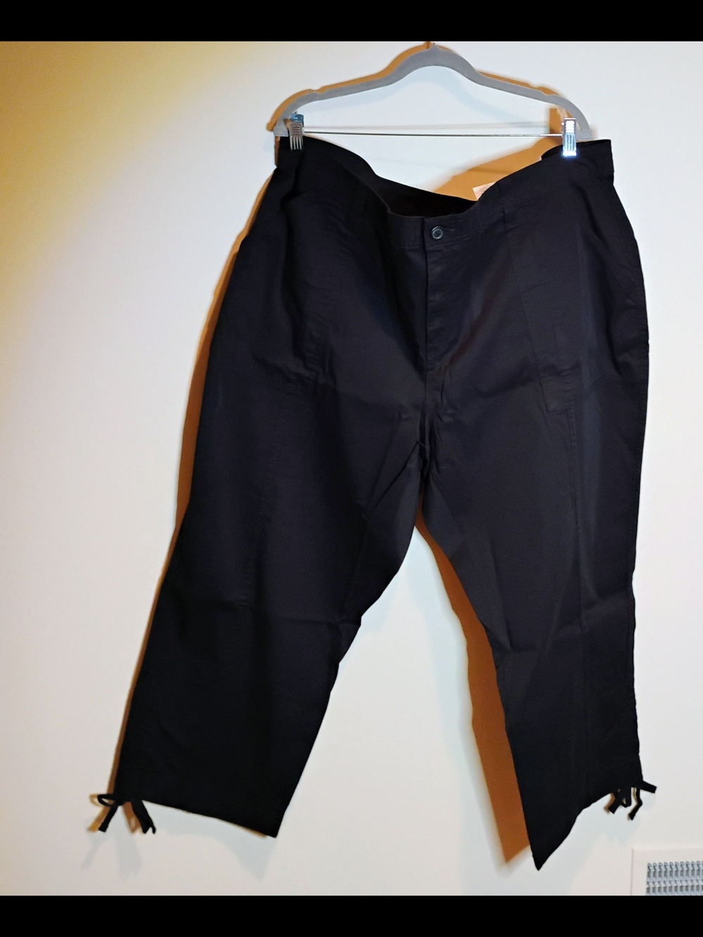 Style&Co. Women's Black Tie Hem Pant Straight Leg Mid Rise Size 22W Inseam 25"